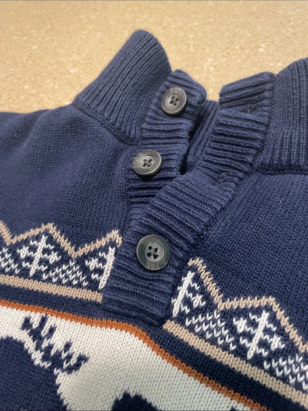 The Children's Place Navy Fair Isle Moose Knit Pullover
